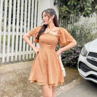 Đầm JOSE - Đầm hoa cổ vuông dây yếm
