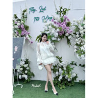 Đầm jum tơ bánh bèo tiểu thư đi chơi đi ăn cưới siu xinh