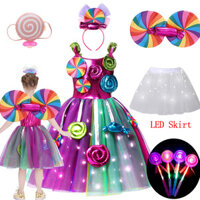 Đầm Kẹo Bé Gái Có Váy LED Trang Phục Trẻ Em Lễ Hội Tiệc Sinh Nhật Cho Bé 2-9 Tuổi