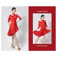 đầm khiêu vũ đỏ tay lỡ phối tua rua chất siêu đẹp sz L