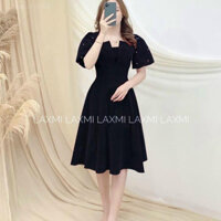 Đầm kiểu xinh xắn chất umi chiều dài ngang gối tay ngắn có đính cườm sang trọng thanh lịch Nữ Women Dress Màu Đỏ