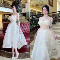 đầm kim sa cúp xoè công chúa đính hoa đính pha lê dự tiệc