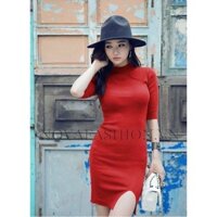 đầm len dệt kim tay lở