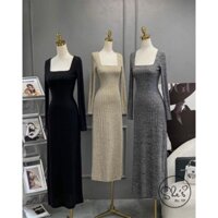 ĐẦM LEN LÔNG CỔ VUÔNG DÁNG DÀI