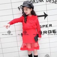 Đầm len lót lông bé gái