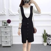 Đầm len nữ ôm body phối cúc mẫu mới AL103 - Đen