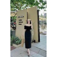Đầm lên ren trễ vai phối von dập ly có lót thiết kế đi chơi dự tiệc siêu quyễn rũ