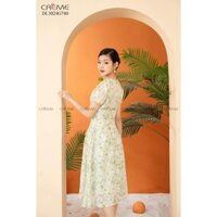 ĐẦM LIỀN CÔNG SỞ CAO CẤP, CỔ V DÁNG XÒE LY NHẸ, PHONG CÁCH TRẺ TRUNG, THIẾT KẾ CREME DL3024