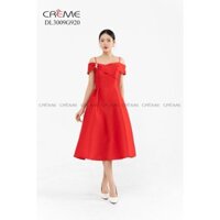 ĐẦM LIỀN CÔNG SỞ NỮ CAO CẤP DL3009, TAY NGẮN, THIẾT KẾ CREME& M.A.I