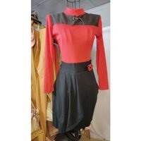 Đầm liền thân công sở hàng đẹp giá chất cổ cao gài nút