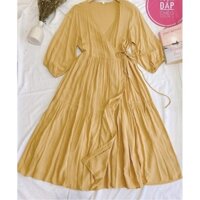 Đầm linen đắp chéo