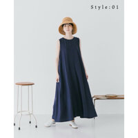Đầm linen không tay suông freesize (Dam038)