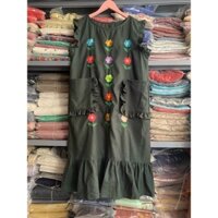 Đầm linen thêu hoa