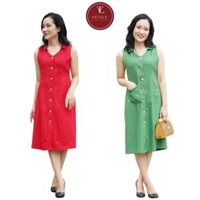 Đầm Linen Trung Niên Sang Trọng Cao Cấp Đẹp,Váy Nữ Cho Mẹ Vải Linen Dáng Suông Dự Tiệc Công Sở VITALY LNC