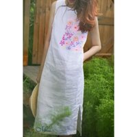 Đầm linen tưng MaxMessi Premium Collection Oliver dáng suông vẽ tay