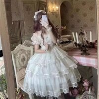Đầm lolita công chúa Wedding dress trắng nhiều tầng