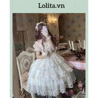 Đầm lolita công chúa Wedding dress trắng nhiều tầng (Kèm ảnh thật)
