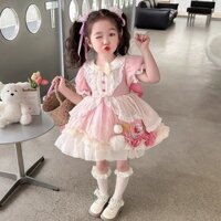 Đầm lolita màu hồng váy phồng công chúa cho bé gái A214