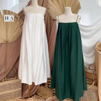 Đầm Lụa 2 Dây Form Suông Rộng Oversize, Đầm Maxi Chất Vải Tơ Xước Mặc Đi Biển