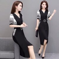 ĐẦM LỤA CỔ V TÀ ĐẮP CHÉO CAO CẤP - APGS255342