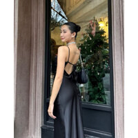 Đầm lụa dài hở lưng LA BOUTIQUE cổ đổ thiết kế sang trọng cao cấp