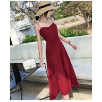 Đẩm lụa đỏ 2 dây dáng xòe