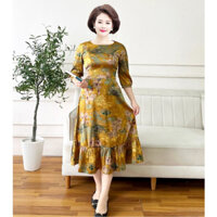 Đầm lụa đuôi cá thanh lịch sang trọng dành cho phụ nữ tuổi trung niên/ Đầm đuôi cá tặng mẹ