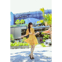 Đầm lụa hàn siêu nữ tính dạo phố - vàng