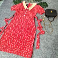 Đầm lụa hoa nhí Vintage cổ bèo