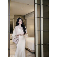 Đầm lụa maxi sang chảnh 2 dây đuôi tôm kèm choàng áo ngoài