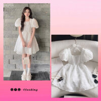 ĐẦM LỤA VOAN BABYDOLL CỔ VUÔNG TAY PHỒNG