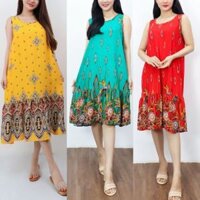 Đầm mặc nhà trung niên bigsize vải lanh AMYRA cho mẹ dáng suông đuôi cá, mùa hè rộng mát mẻ, thoải mái VA051