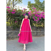 Đầm max cổ yếmi cột dây chất lụa tơ