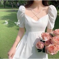 ĐẦM MAXI 2 dây chéo màu trắng