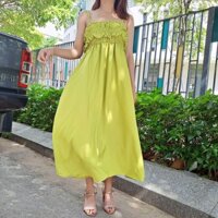 Đầm Maxi 2 Dây Nhúng Ngực Cột Nơ Lưng Đi Chơi Đi Biển Siêu XInh