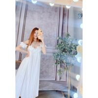 Đầm maxi bẹt vai bèo/ Đầm maxi vai bèo, chất lụa 100D xịn xò