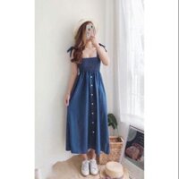 Đầm maxi bo thun denim