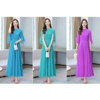 Đầm maxi chiffon xếp li tay cánh tiên [kèm hình thật]