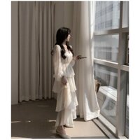 Đầm maxi cổ v xoè tầng Thiết kế tầng dài tạo độ bồng DUYÊN DÁNG che khuyết điểm cực đỉnh. Item basic nhưng toát lên vẻ