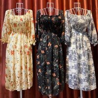 Đầm Maxi cổ vuông tay lửng