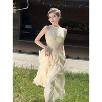 ĐẦM MAXI CỔ YẾM BÈO HÔNG ĐI TIỆC ĐI BIỂN