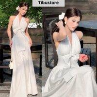 Đầm Maxi Cổ Yếm Dáng Xoè Đính Nơ (rời) Đầm Nữ Hở Lưng Dáng Dài Chiết Eo Sang Chảnh Đi Chơi Dự Tiệc Đều Xinh 21