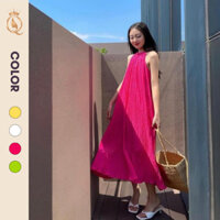 Đầm maxi cổ yếm thắt bím đi biển nổi bật