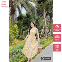 Đầm maxi cổ yếm váy hoa nhí vintage váy đi biển sexy midi Kèm hình thật Đầm maxi tơ hoa