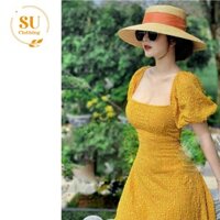 ĐẦM MAXI DÀI CỔ VUÔNG PHỐI TAY BỒNG HỞ LƯNG