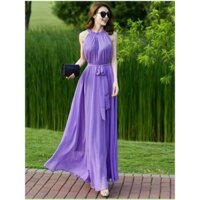 ĐẦM MAXI DÀI CỔ YẾM CỘT NƠ EO DD033