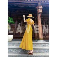 Đầm Maxi Dài Hở Lưng Đi Biển, Maxi Trắng Cổ Vuông Tay Phồng Sexy Thời Trang Nữ