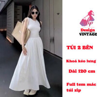 Đầm maxi dài sát nách body tùng xoè , váy nữ màu đen trắng xoè đi biển dự tiệc cưới VD922 -HD