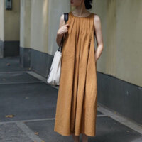 Đầm maxi Đầm xuông Linen phong cách Hàn Quốc Đặt may đo riêng BACUONG CUSTOM