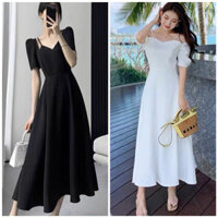 Đầm maxi dây vai 2 màu dáng dài